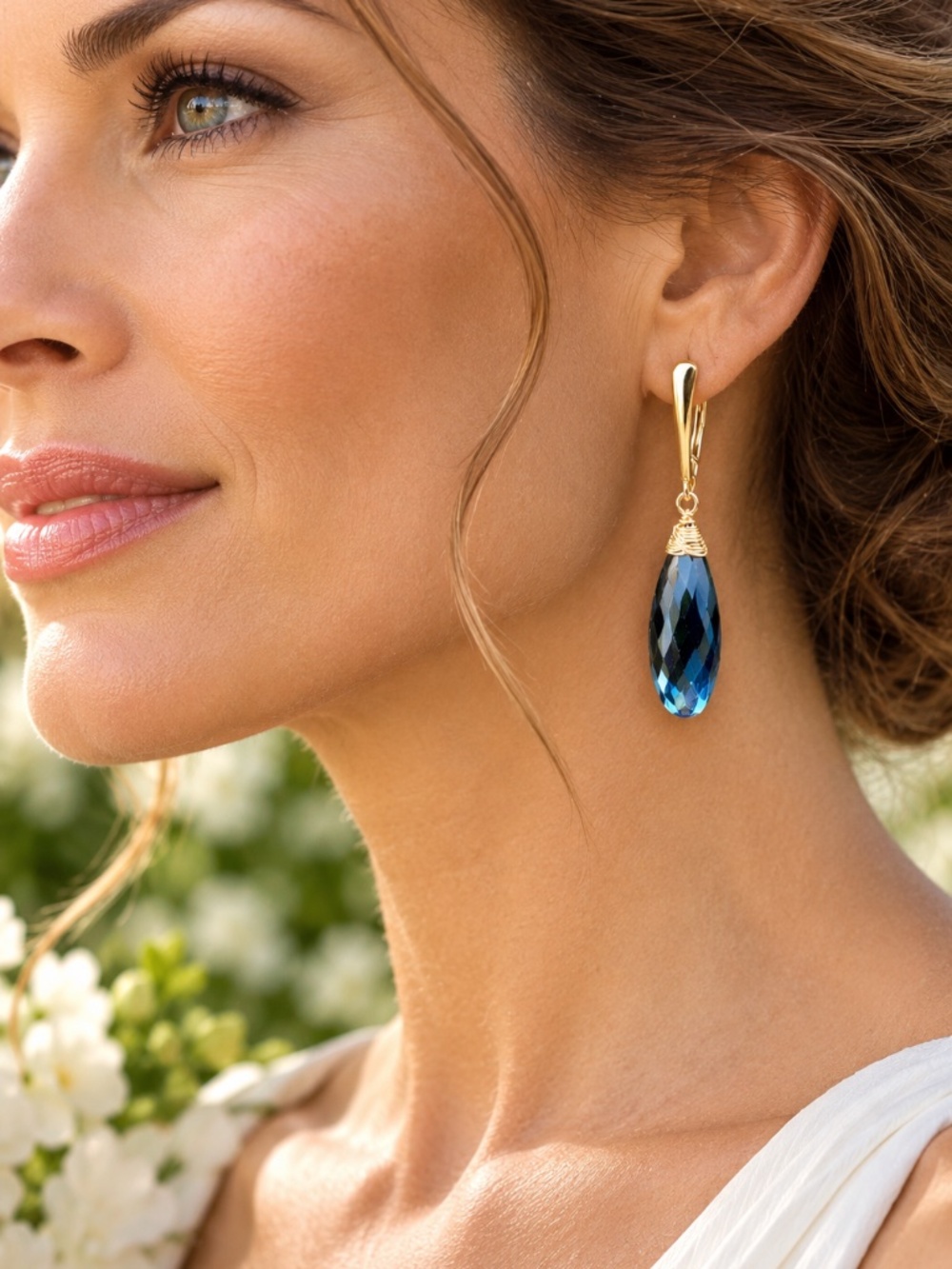 Handmade London Blue Topaz Earrings | 14K Gold Filled | Something Blue